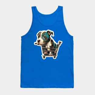 Cute Pitbull In A Shopping Cart Tank Top